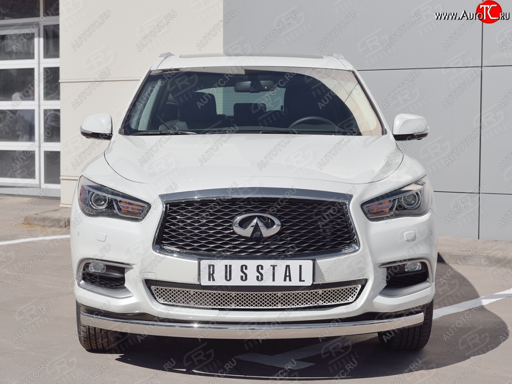 17 749 р. Защита переднего бампера (Ø75х42 мм, нержавейка) Russtal INFINITI QX60 L50 рестайлинг (2016-2021)  с доставкой в г. Горно‑Алтайск