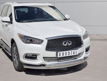 22 949 р. Защита переднего бампера (2 трубыØ63 и 75х42 мм, нержавейка) Russtal INFINITI QX60 L50 рестайлинг (2016-2021)  с доставкой в г. Горно‑Алтайск. Увеличить фотографию 2