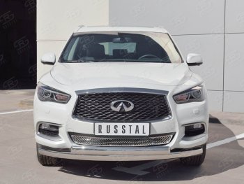 22 949 р. Защита переднего бампера (2 трубыØ63 и 75х42 мм, нержавейка) Russtal INFINITI QX60 L50 рестайлинг (2016-2021)  с доставкой в г. Горно‑Алтайск. Увеличить фотографию 3