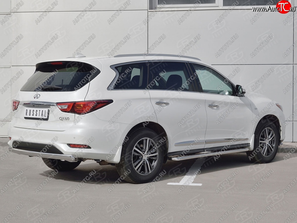 17 749 р. Защита заднего бампера (Ø75x42 мм, нержавейка) Russtal INFINITI QX60 L50 рестайлинг (2016-2021)  с доставкой в г. Горно‑Алтайск