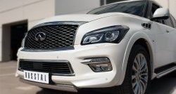 20 999 р. Защита переднего бампера (Ø75х42 мм, нержавейка) Russtal INFINITI QX80 Z62 1-ый рестайлинг (2014-2018)  с доставкой в г. Горно‑Алтайск. Увеличить фотографию 2