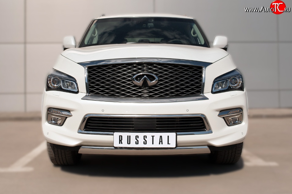 20 999 р. Защита переднего бампера (Ø75х42 мм, нержавейка) Russtal INFINITI QX80 Z62 1-ый рестайлинг (2014-2018)  с доставкой в г. Горно‑Алтайск