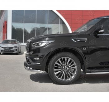 26 999 р. Защита переднего бампера (2 трубы Ø63 и 42 мм, нержавейка) SLITKOFF INFINITI QX80 Z62 2-ой рестайлинг (2018-2024)  с доставкой в г. Горно‑Алтайск. Увеличить фотографию 2