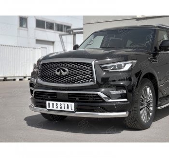 22 899 р. Защита переднего бампера (Ø76 мм, нержавейка) SLITKOFF INFINITI QX80 Z62 2-ой рестайлинг (2018-2024)  с доставкой в г. Горно‑Алтайск. Увеличить фотографию 3