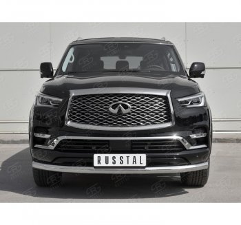 22 899 р. Защита переднего бампера (Ø76 мм, нержавейка) SLITKOFF INFINITI QX80 Z62 2-ой рестайлинг (2018-2024)  с доставкой в г. Горно‑Алтайск. Увеличить фотографию 4