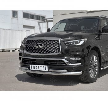 24 999 р. Защита переднего бампера (2 трубы Ø76 и 42 мм, нержавейка) SLITKOFF INFINITI QX80 Z62 2-ой рестайлинг (2018-2024)  с доставкой в г. Горно‑Алтайск. Увеличить фотографию 3