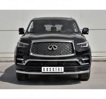 21 999 р. Защита переднего бампера (Ø63 мм, нержавейка) SLITKOFF INFINITI QX80 Z62 2-ой рестайлинг (2018-2024)  с доставкой в г. Горно‑Алтайск. Увеличить фотографию 3