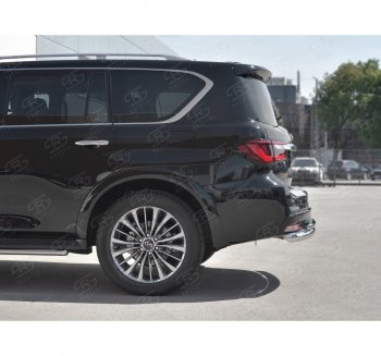 23 899 р. Защита заднего бампера (2 трубы Ø76 и 42 мм, нержавейка) SLITKOFF INFINITI QX80 Z62 2-ой рестайлинг (2018-2024)  с доставкой в г. Горно‑Алтайск. Увеличить фотографию 2