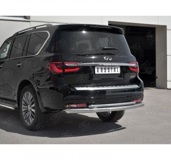 23 899 р. Защита заднего бампера (2 трубы Ø76 и 42 мм, нержавейка) SLITKOFF INFINITI QX80 Z62 2-ой рестайлинг (2018-2024)  с доставкой в г. Горно‑Алтайск. Увеличить фотографию 3