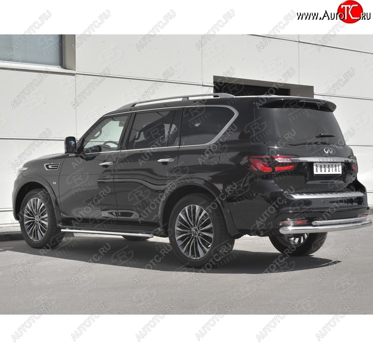 23 899 р. Защита заднего бампера (2 трубы Ø76 и 42 мм, нержавейка) SLITKOFF INFINITI QX80 Z62 2-ой рестайлинг (2018-2024)  с доставкой в г. Горно‑Алтайск