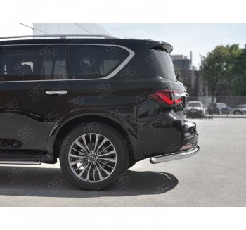 17 499 р. Защита заднего бампера (Ø76 мм, нержавейка) SLITKOFF  INFINITI QX80  Z62 (2018-2024) 2-ой рестайлинг  с доставкой в г. Горно‑Алтайск. Увеличить фотографию 2