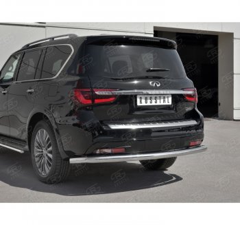 17 499 р. Защита заднего бампера (Ø76 мм, нержавейка) SLITKOFF  INFINITI QX80  Z62 (2018-2024) 2-ой рестайлинг  с доставкой в г. Горно‑Алтайск. Увеличить фотографию 3