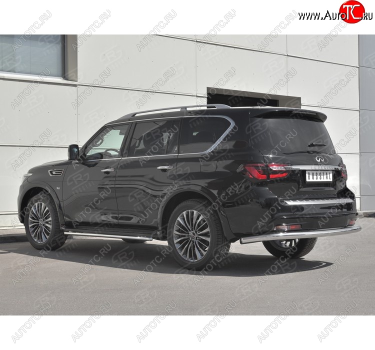 17 499 р. Защита заднего бампера (Ø76 мм, нержавейка) SLITKOFF  INFINITI QX80  Z62 (2018-2024) 2-ой рестайлинг  с доставкой в г. Горно‑Алтайск