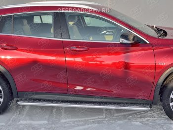 25 849 р. Порожки для ног (труба Ø42) SLITKOFF INFINITI QX30 H15E (2016-2020) (Вариант 2 (лист алюм, проф.сталь))  с доставкой в г. Горно‑Алтайск. Увеличить фотографию 2