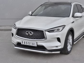 Защита переднего бампера (Ø42 мм волна, нержавейка) INFINITI Qx50 J55 (2017-2022)