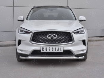 Защита переднего бампера SLITKOFF (Ø63 мм волна, нержавейка) INFINITI Qx50 J55 (2017-2022)