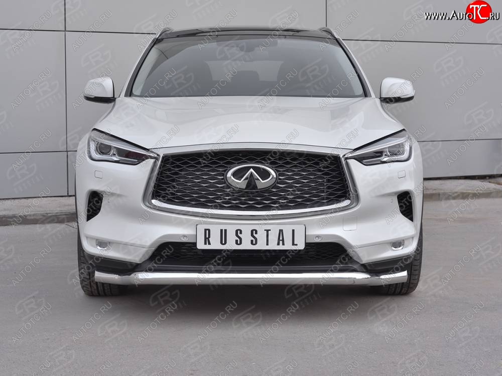 23 999 р. Защита переднего бампера SLITKOFF (Ø63 мм волна, нержавейка) INFINITI Qx50 J55 (2017-2022)  с доставкой в г. Горно‑Алтайск