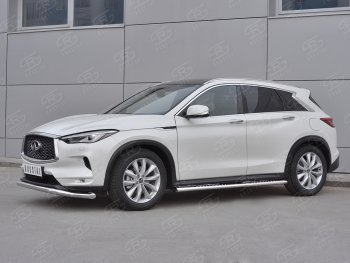 23 999 р. Защита переднего бампера SLITKOFF (Ø63 мм волна, нержавейка) INFINITI Qx50 J55 (2017-2022)  с доставкой в г. Горно‑Алтайск. Увеличить фотографию 3