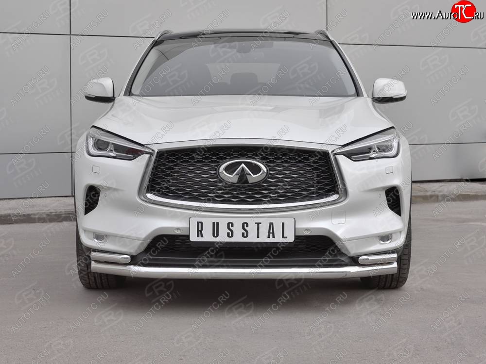 23 999 р. Защита переднего бампера (2 трубы Ø63 и 42 мм, нержавейка) SLITKOFF INFINITI Qx50 J55 (2017-2022)  с доставкой в г. Горно‑Алтайск