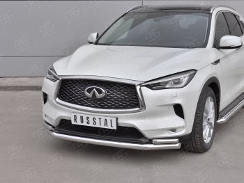 23 999 р. Защита переднего бампера (2 трубы Ø63 и 42 мм, нержавейка) SLITKOFF INFINITI Qx50 J55 (2017-2022)  с доставкой в г. Горно‑Алтайск. Увеличить фотографию 2