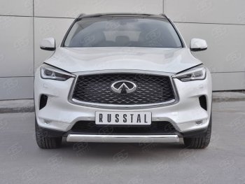 15 649 р. Защита переднего бампера (Ø75х42 дуга, нержавейка) Russtal  INFINITI Qx50  J55 (2017-2022)  с доставкой в г. Горно‑Алтайск. Увеличить фотографию 1