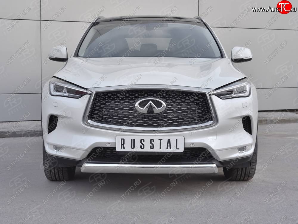 15 649 р. Защита переднего бампера (Ø75х42 дуга, нержавейка) Russtal INFINITI Qx50 J55 (2017-2022)  с доставкой в г. Горно‑Алтайск