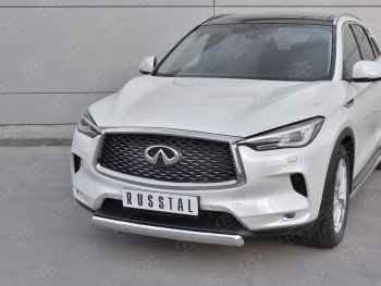 15 649 р. Защита переднего бампера (Ø75х42 дуга, нержавейка) Russtal INFINITI Qx50 J55 (2017-2022)  с доставкой в г. Горно‑Алтайск. Увеличить фотографию 2