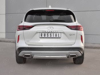 Защита заднего бампера (Ø75x42 мм, нержавейка) Russtal INFINITI (Инфинити) Qx50 (КуХ50)  J55 (2017-2022) J55