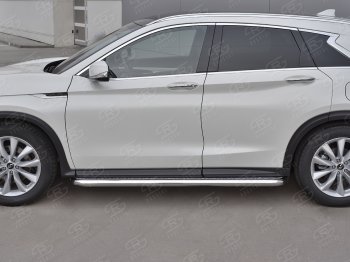 32 849 р. Порожки для ног SLITKOFF (Ø63 мм)  INFINITI Qx50  J55 (2017-2022) (Лист алюминиевый, труба - нержавейка)  с доставкой в г. Горно‑Алтайск. Увеличить фотографию 2