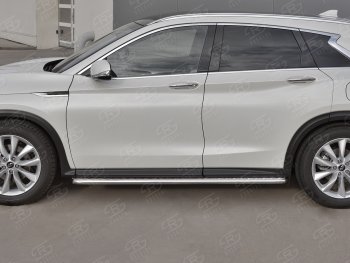 24 649 р. Порожки для ног SLITKOFF (Ø42 мм)  INFINITI Qx50  J55 (2017-2022) (Лист алюминиевый, труба - нержавейка)  с доставкой в г. Горно‑Алтайск. Увеличить фотографию 2