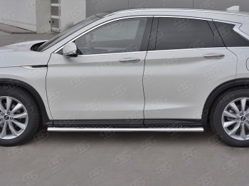 30 649 р. Защита порогов (Ø120x60 мм с проступью, нержавейка) Russtal INFINITI Qx50 J55 (2017-2022)  с доставкой в г. Горно‑Алтайск. Увеличить фотографию 3