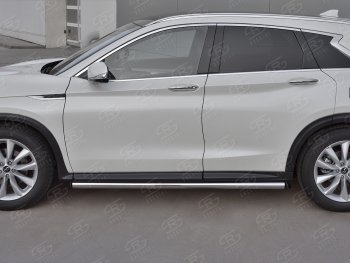 20 849 р. Защита порогов (Ø63 мм, нержавейка) SLITKOFF INFINITI Qx50 J55 (2017-2022) (С пластиковыми заглушками на торцах)  с доставкой в г. Горно‑Алтайск. Увеличить фотографию 3