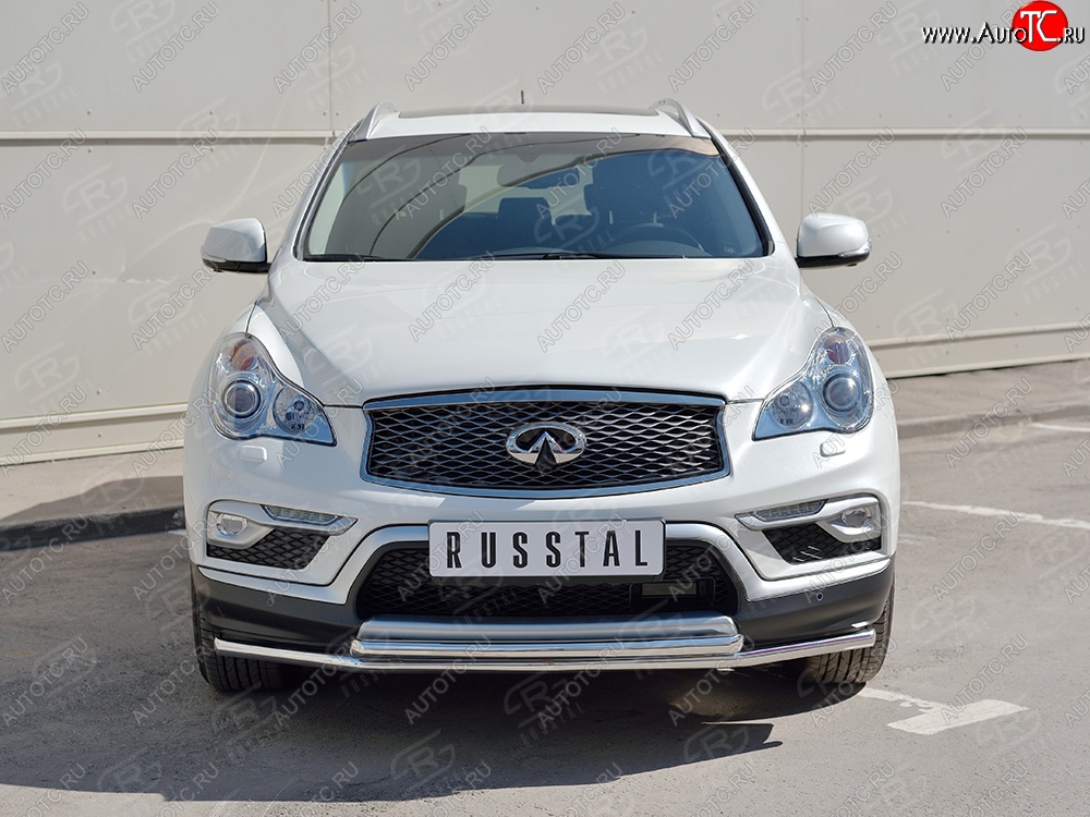 17 899 р. Защита переднего бампера (2 трубыØ42 мм, нержавейка) SLITKOFF INFINITI Qx50 J50 дорестайлинг (2013-2016)  с доставкой в г. Горно‑Алтайск