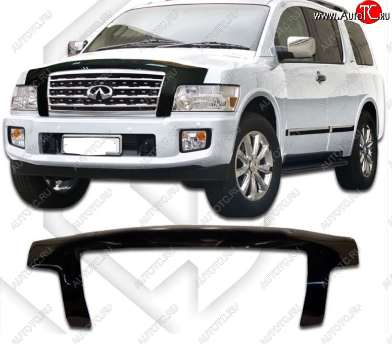 3 099 р. Дефлектор капота CA-Plastiс exclusive  INFINITI QX56  JA60 (2004-2007) дорестайлинг (Classic черный, Без надписи)  с доставкой в г. Горно‑Алтайск