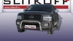 Усиленная защита переднего бампера из трубы диаметром 76 мм Slitkoff INFINITI QX56 JA60 рестайлинг (2007-2010)