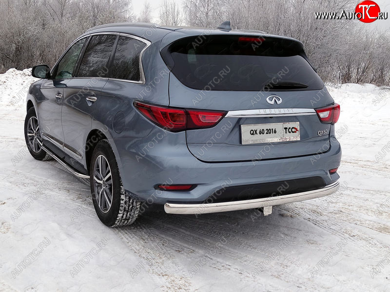 24 999 р. Защита заднего бампера (овальная) ТСС (нержавейка d75х42 мм) INFINITI QX60 L50 рестайлинг (2016-2021)  с доставкой в г. Горно‑Алтайск