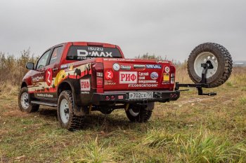 70 999 р. Бампер задний силовой РИФ (стандарт) Isuzu D-Max RT85 ExtendedCab дорестайлинг (2011-2017) (С квадратом под фаркоп, калиткой и фонарями)  с доставкой в г. Горно‑Алтайск. Увеличить фотографию 5