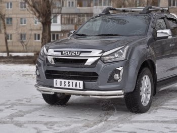 20 999 р. Защита переднего бампера (2 трубы Ø63 и 42 мм, нержавейка) SLITKOFF Isuzu D-Max RT85,TFR DoubleCab рестайлинг (2015-2021)  с доставкой в г. Горно‑Алтайск. Увеличить фотографию 2