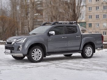 20 999 р. Защита переднего бампера (2 трубы Ø63 и 42 мм, нержавейка) SLITKOFF Isuzu D-Max RT85,TFR DoubleCab рестайлинг (2015-2021)  с доставкой в г. Горно‑Алтайск. Увеличить фотографию 3