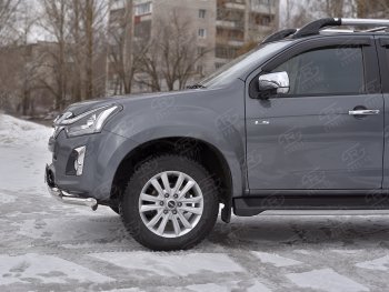 19 449 р. Защита переднего бампера (Ø 63 мм с клыками, нержавейка) SLITKOFF  Isuzu D-Max  RT85,TFR DoubleCab (2015-2021) рестайлинг  с доставкой в г. Горно‑Алтайск. Увеличить фотографию 3