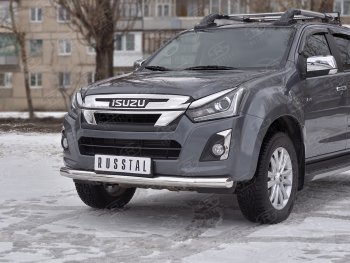 13 649 р. Защита переднего бампера (Ø 76 мм, нержавейка) SLITKOFF  Isuzu D-Max  RT85,TFR DoubleCab (2015-2021) рестайлинг  с доставкой в г. Горно‑Алтайск. Увеличить фотографию 2