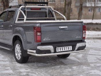 21 449 р. Защита заднего бампера (Ø63/63 мм, нержавейка) SLITKOFF  Isuzu D-Max  RT85,TFR DoubleCab (2015-2021) рестайлинг  с доставкой в г. Горно‑Алтайск. Увеличить фотографию 2