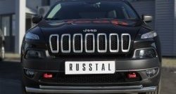 Защита переднего бампера (Trailhawk 2 трубыØ63 и 42 мм, нержавейка) SLITKOFF Jeep (Джип) Cherokee (Чироки)  KL (2014-2017) KL дорестайлинг