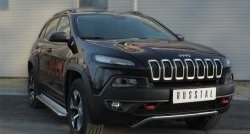 13 249 р. Защита переднего бампера (Trailhawk Ø42 мм волна, нержавейка) SLITKOFF  Jeep Cherokee  KL (2014-2017) дорестайлинг  с доставкой в г. Горно‑Алтайск. Увеличить фотографию 2