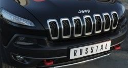 13 249 р. Защита переднего бампера (Trailhawk Ø42 мм волна, нержавейка) SLITKOFF  Jeep Cherokee  KL (2014-2017) дорестайлинг  с доставкой в г. Горно‑Алтайск. Увеличить фотографию 3