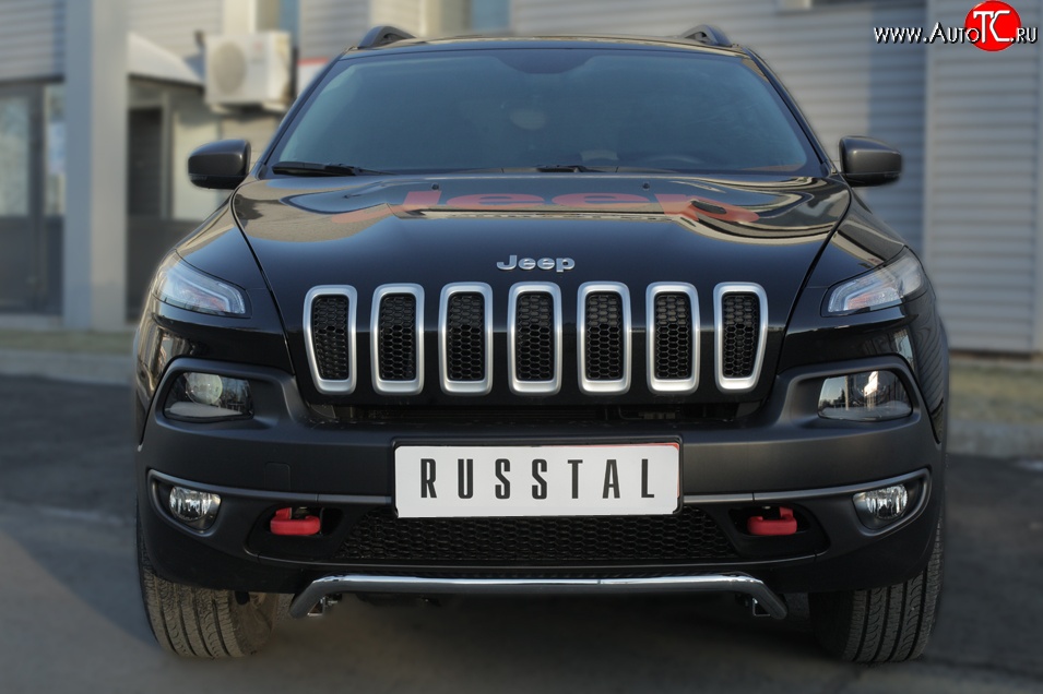 13 249 р. Защита переднего бампера (Trailhawk Ø42 мм волна, нержавейка) SLITKOFF  Jeep Cherokee  KL (2014-2017) дорестайлинг  с доставкой в г. Горно‑Алтайск