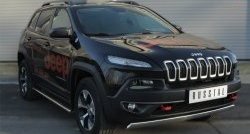 20 749 р. Защита порогов с круглыми вставками для ног (Trailhawk, нержавейка 75x42 мм) Russtal Jeep Cherokee KL дорестайлинг (2014-2017)  с доставкой в г. Горно‑Алтайск. Увеличить фотографию 4