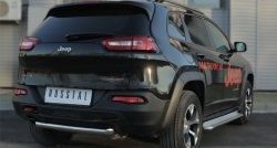 12 999 р. Защита заднего бампера (Trailhawk, 63 мм, нержавейка) SLITKOFF Jeep Cherokee KL дорестайлинг (2014-2017)  с доставкой в г. Горно‑Алтайск. Увеличить фотографию 2