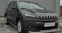 16 999 р. Защита переднего бампера (2 трубыØ63 и 42 мм, нержавейка) SLITKOFF  Jeep Cherokee  KL (2014-2017) дорестайлинг  с доставкой в г. Горно‑Алтайск. Увеличить фотографию 2