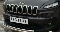 16 999 р. Защита переднего бампера (2 трубыØ63 и 42 мм, нержавейка) SLITKOFF  Jeep Cherokee  KL (2014-2017) дорестайлинг  с доставкой в г. Горно‑Алтайск. Увеличить фотографию 3